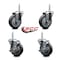 Service Caster 4 Inch Thermoplastic  Rubber Wheel Swivel 34 Inch Threaded Stem Caster Set 2 Brakes SCC SCC-TS20S414-TPRB-34212-2-TLB-2 - alternate 5